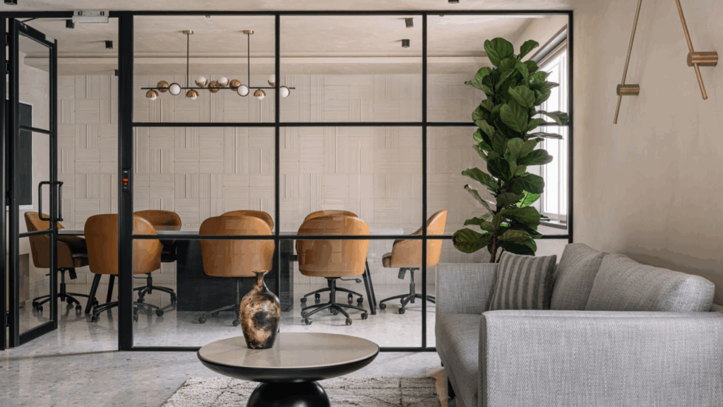 Paint color psychology applied in a modern office by Cornerstone Painting to improve workplace productivity and focus