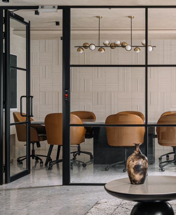 Paint color psychology applied in a modern office by Cornerstone Painting to improve workplace productivity and focus